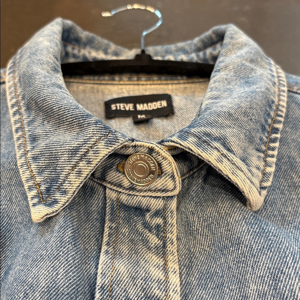 STEVE MADDEN Denim Shirt Jacket in Color Washed Blue - Picture 7 of 13